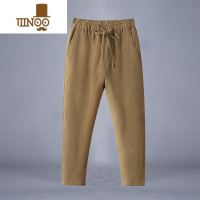 YANXU棉麻九分裤男士夏季薄款宽松大码运动直筒裤亚麻裤子男士休闲长裤