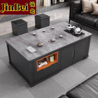 锦北岩板茶几客厅茶台烧水壶一体桌家用泡茶台办公室茶桌1.4米灰色
