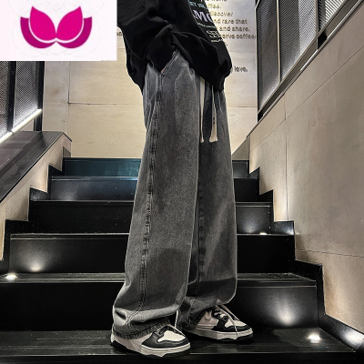 七斓美式复古牛仔裤男新款高街潮牌宽松oversize大码阔腿直筒裤子