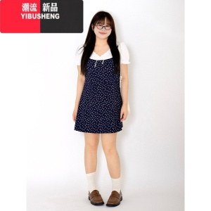 YIBUSHENG山_山[少女]微胖女装韩系大码碎花短裙小清新吊带连衣裙女