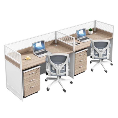 汉诺鑫威职员办公桌椅组合简约现代屏风卡座工位隔断式财务工位桌子双并排+活动柜+椅