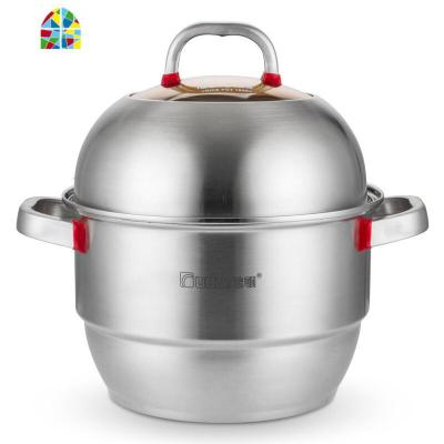 封后欧顿蒸锅 304不锈钢3层32cm 复底加厚 通用 多层家用锅具 FENGH 红骑士特厚36CM锅壁0.8厚