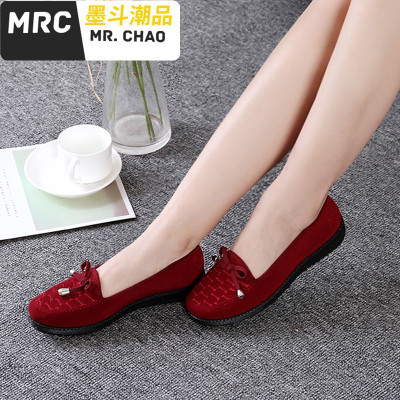 布鞋女单鞋中老年软底浅口布鞋女士工作鞋一脚蹬平底妈妈鞋墨斗潮品休闲鞋