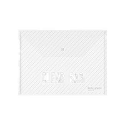 齐心 ZA0012 经典条纹透明按扣袋 A4 20个 透明 1套装