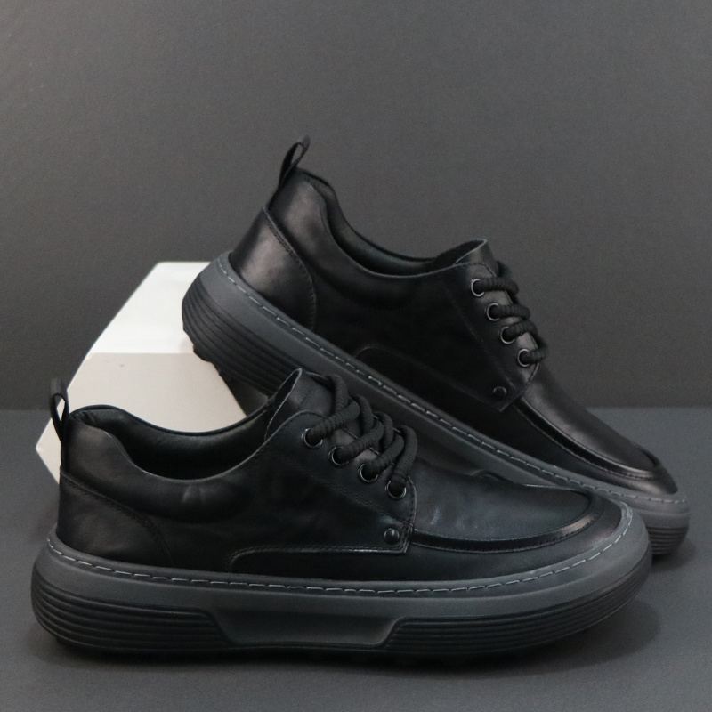 头层牛皮男鞋新款秋季真皮透气防臭休闲皮鞋防滑耐磨百搭板鞋