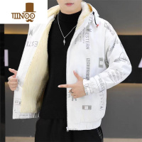 YANXU冬季男士外套青少年时尚潮流加绒加厚夹克修身休闲帅气个性棉服潮