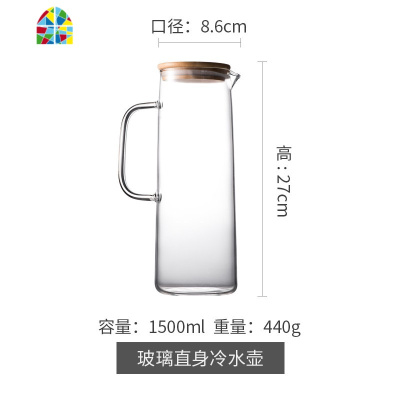 日式冷水壶玻璃耐热高温大容量凉白开水杯子套装凉茶壶 FENGHOU 套装(1壶2杯)凉水壶