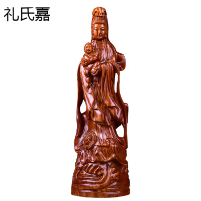 礼氏嘉木雕送子观音佛像求子送子寺庙摆件精雕家用观世音菩萨雕刻工艺品