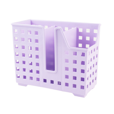 创意家用厨房筷笼子筷子盒多功能塑料笼沥水架收纳筒大筷筒桶 敬平 3格紫色