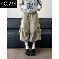 HLCOMAN夏季新款美式复古大口袋工装短裤男女街头潮牌休闲宽松阔腿七分裤