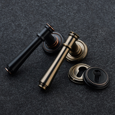 室内黑色复古分体房锁卧室家用木通用型现代简约美式静音锁具