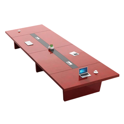 迅迈 3000*1350*760mm办公会议桌 长条桌洽谈桌 贴实木皮大型会议室油漆开会会客桌