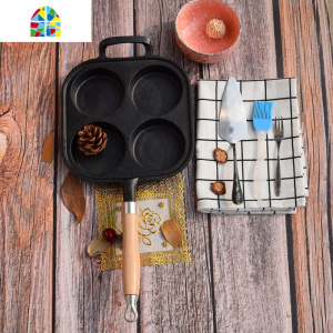 铸铁煎蛋加深鸡蛋汉堡锅家用四孔蛋饺机模具不粘平底锅蛋堡煎 FENGHOU 五孔煎锅送工具三件套