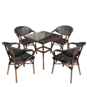 70mm方桌四椅 户外桌椅庭院露台阳台藤椅三件套露天花园小桌椅室外奶茶店休闲椅 方桌*四椅