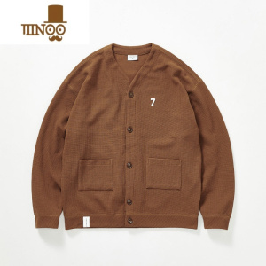 YANXU华夫格开衫男纯色V领毛衣男潮牌针织衫情侣装外套