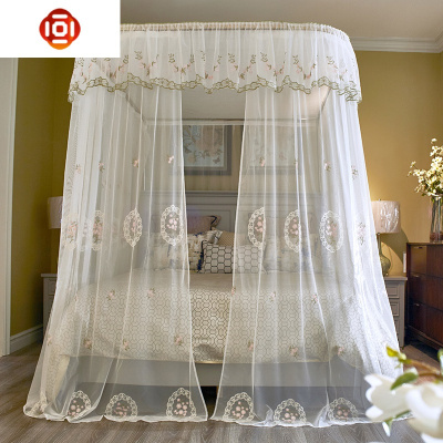 绣花加密U型导轨蚊帐支架落地轨道公主风1.8m1.5卧室欧式家用床幔三维工匠