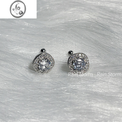 JiMiRain Storm爆闪方形满钻耳蜗钉轻奢大钻ins潮耳钉小众高级耳骨钉