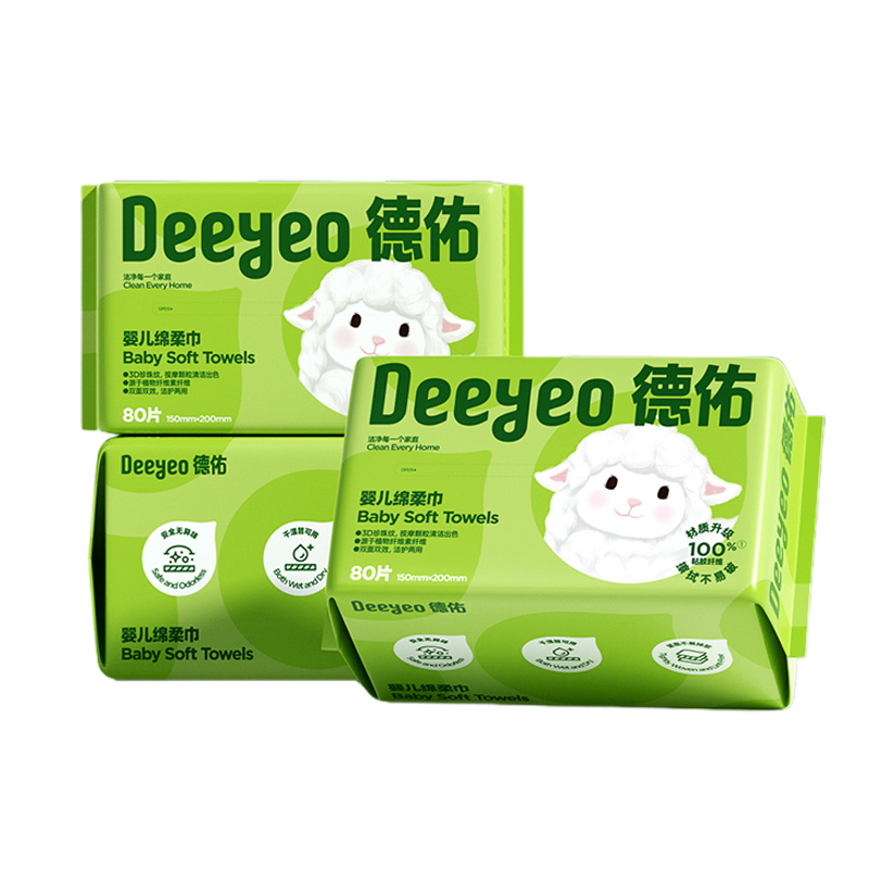 德佑绵柔巾80片*3包萌萌羊2001DYCT312(包装随机)