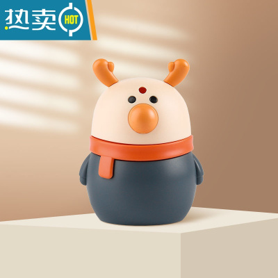 敬平网红牙签盒按压式弹出式牙签筒创意自动弹出家用卡通可爱风牙签罐 萌小鹿-深灰[不送牙签]