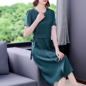 喜婆婆婚宴装真丝连衣裙女夏季桑蚕丝2024年新款婚礼妈妈礼服高