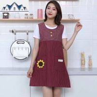 新款坎肩马甲围裙女侧系扣时尚厨房做饭家用上班防油污工作服罩衣 三维工匠