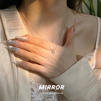 925纯银项链女小众设计甜甜圈吊坠简约圆圈闪亮锁骨链礼物送女朋友老婆情人节七夕生日礼物