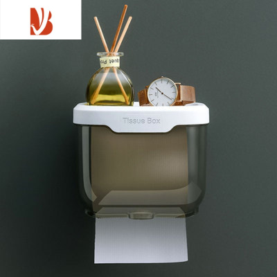 三维工匠免打孔创意防水纸巾架厕纸盒卫生间纸巾盒厕所卫生纸置物架抽纸盒 烟灰小号款