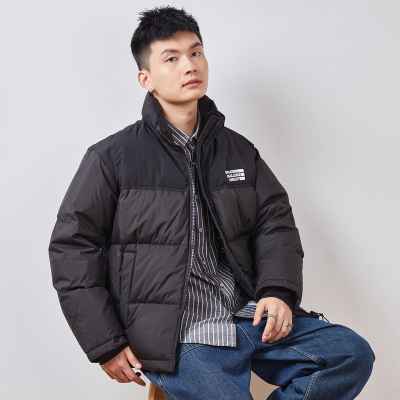 [3件8.5折424.9元,叠加优惠券]唐狮冬季新款男拼接撞色立领短款加厚羽绒服休闲羽绒服男款G