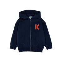 高田贤三(Kenzo)棉涤混纺长袖连帽夹克男童运动卫衣带徽标刺绣拉