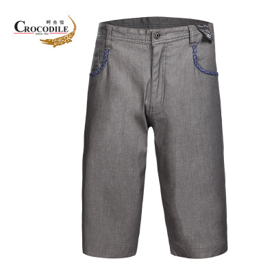 鳄鱼恤夏季新品男士时尚休闲纯色柔软直筒牛仔中裤BQ-56303