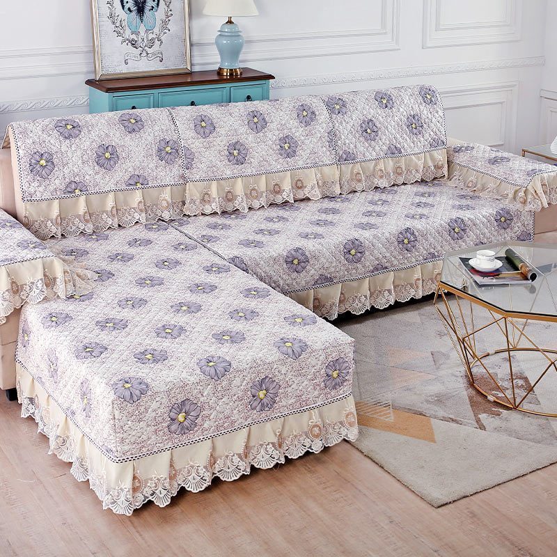 美帮汇沙发垫四季通用坐垫靠背垫北欧简约布艺沙发套罩防滑全包盖布 霓裳紫 90*180