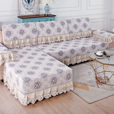 美帮汇沙发垫四季通用坐垫靠背垫北欧简约布艺沙发套罩防滑全包盖布 霓裳紫 90*180