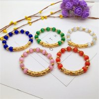 新款手工猫眼手链 镂空弯管镀金24K沙金手链女 百搭欧币猫眼手链送女朋友老婆情人节七夕生日礼物