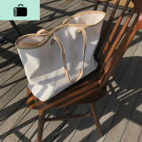 ins慵懒风手提单肩包女学生撞色拼接大容量简约百搭帆布托特大包NEW LAKE女斜挎包