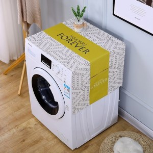 遮盖巾棉麻冰箱罩防水盖布单双开冰箱巾洗衣机防尘罩微波炉罩 简约-向往 40*170cm(电视柜餐边柜鞋柜)