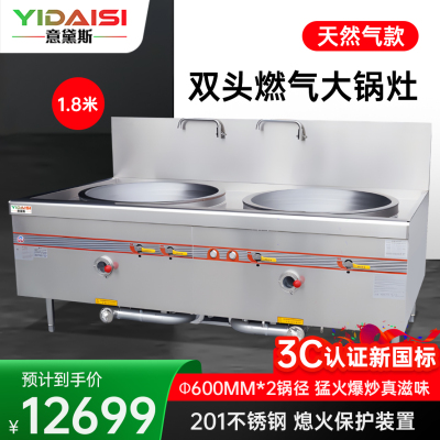 意黛斯 商用燃气大锅灶 猛火灶单位学校食堂电磁猛火大炒锅饭店酒店节能灶台双头60型 YDS-GSSD120T天然气
