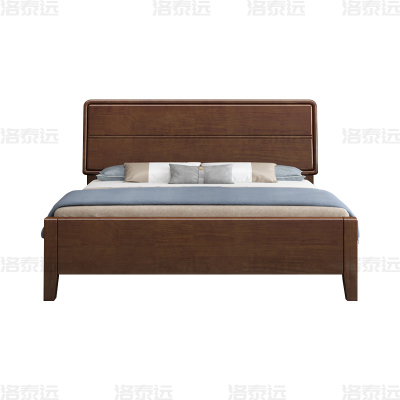 洛泰远 实木床1.8米床 胡桃色