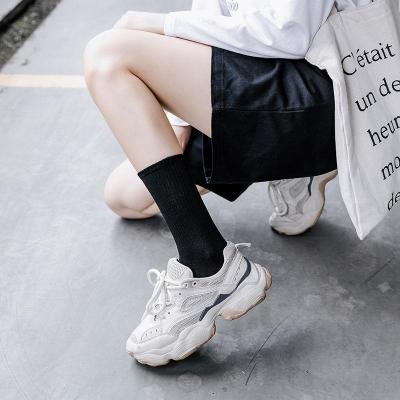咫尚黑色袜子女韩版中筒袜白色长袜子防臭篮球男袜长筒堆堆袜学生潮流