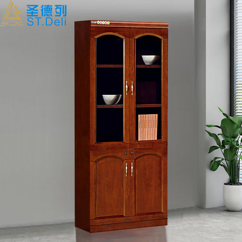 圣德列书柜文件柜油漆实木贴皮办公资料档案柜储物柜两门