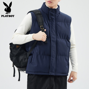 花花公子棉衣马甲男士棉袄背心2025年冬季立领加厚黑色棉服外套男