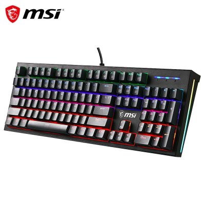 微星（msi）GK50Z机械键盘黑轴RGB光效有线游戏电竞办公键盘104键游戏键盘黑色