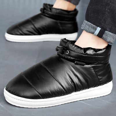 Ideamini男鞋冬季加绒加厚保暖棉鞋居家休闲面包鞋一脚蹬雪地靴低帮板鞋男靴子
