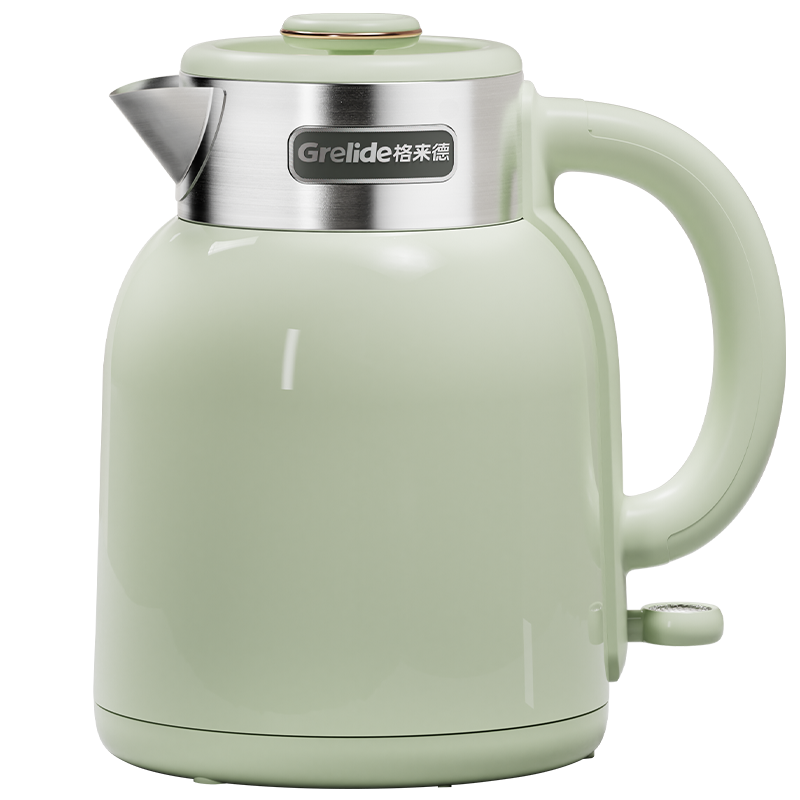 格来德(Grelide) D2315烧水壶304不锈钢家用电水壶热水壶1.5L一体无缝双层防烫电热水壶自动断电 豆蔻绿