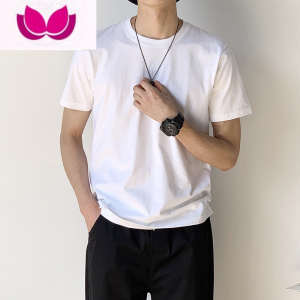 七斓美式270gt恤男短袖日系复古新疆纯白色打底半袖体恤夏季