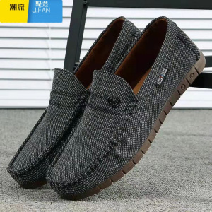 聚范帆布男鞋软底豆豆鞋男士老北京布鞋懒人一脚蹬潮鞋透气休闲男单鞋