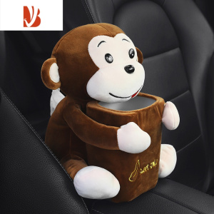 三维工匠车载垃圾桶纸巾盒二合一创意可爱汽车扶手箱多车上用品高颜值 小猴子(垃圾桶纸巾盒两用)