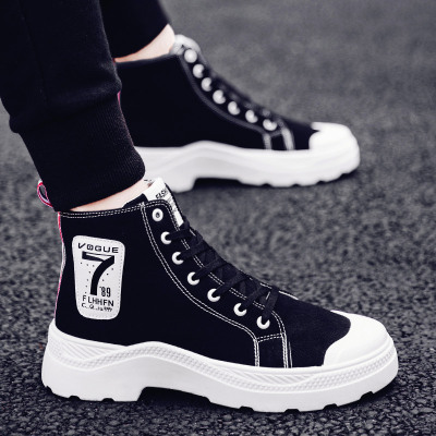 Ideamini2020新款冬季男鞋韩版潮流马丁靴英伦百搭高帮帆布鞋网红工装潮鞋靴子