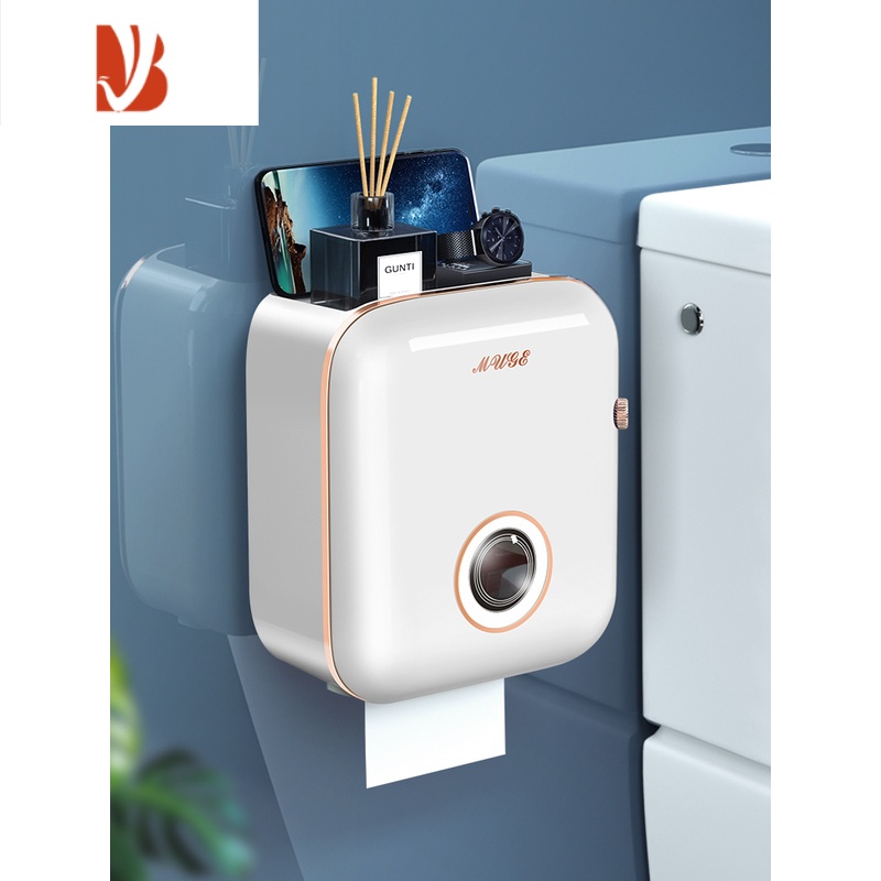 三维工匠卫生间纸巾盒免打孔厕纸盒壁挂式厕所卫生纸卷纸抽纸盒防水置物架 象牙白[丝滑出纸-双层大容量]