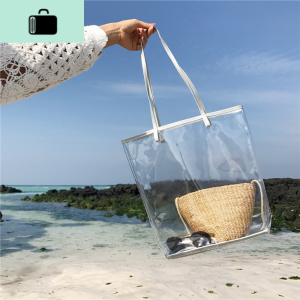 包包女大韩版新款沙滩造型透明包仙女拼色手提托特包ins单肩包潮NEW LAKE 透明包女士单肩包 透明包