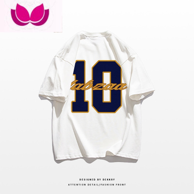 七斓夏季数字印花短袖T恤男vintage美式街头设计感宽松打底衫